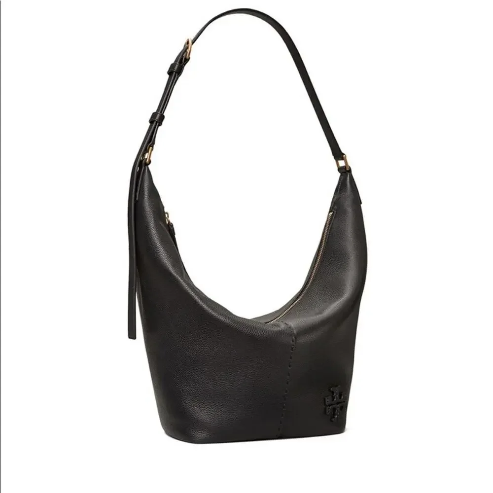 TORY BURCH McGraw Black Leather Bucket Bag
